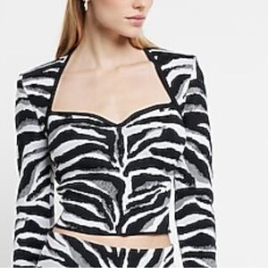 Express Zebra Print Sweetheart Neckline Sweater- NWT-XL
